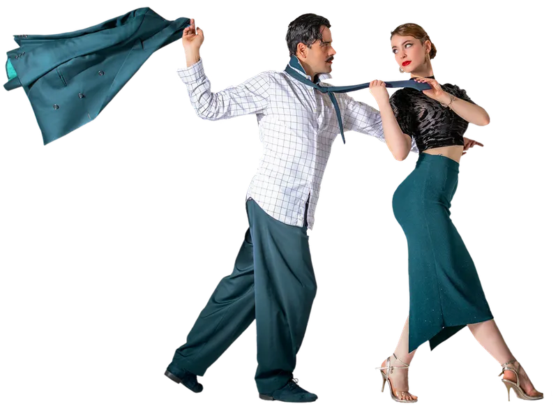 Duddie & Salomé in einer dynamischen Tangofigur, freigestellt